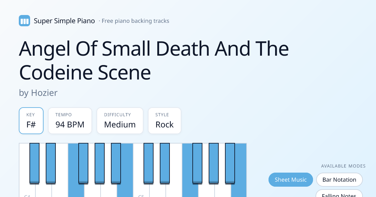 Angel Of Small Death And The Codeine Scene by Hozier Piano Backing ...
