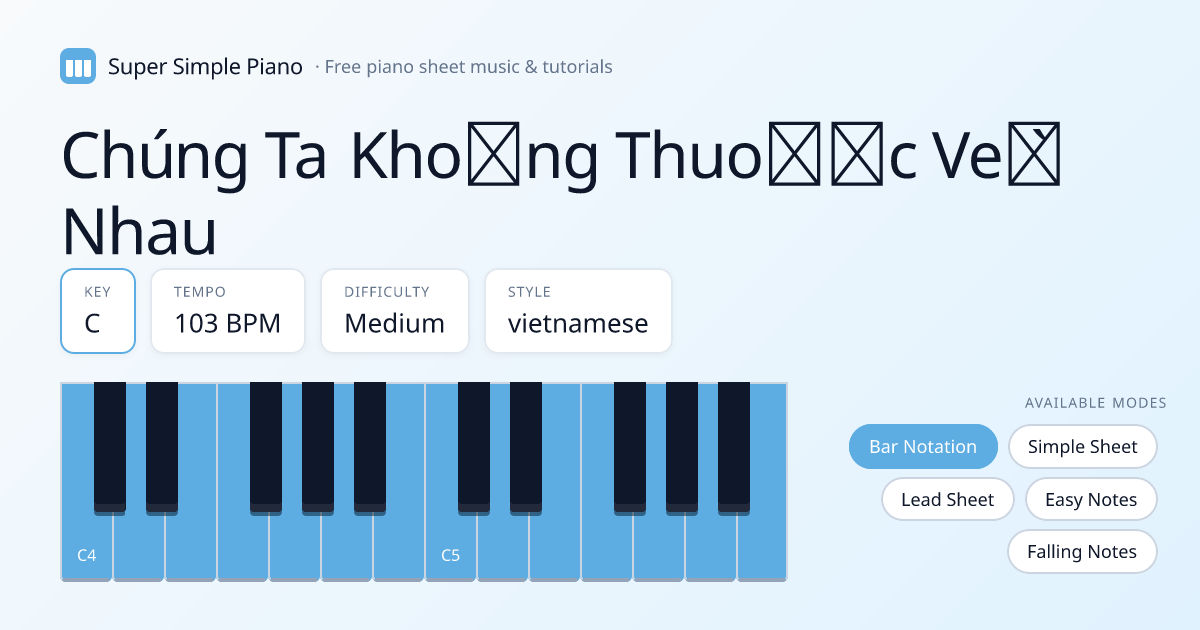 Chúng Ta Không Thuộc Về Nhau Simplified Piano Arrangement — Easy Sheet ...