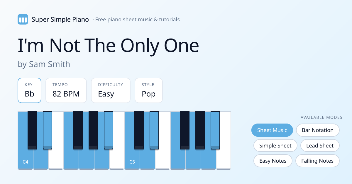 I'm Not The Only One by Sam Smith Simplified Piano Arrangement — Easy ...